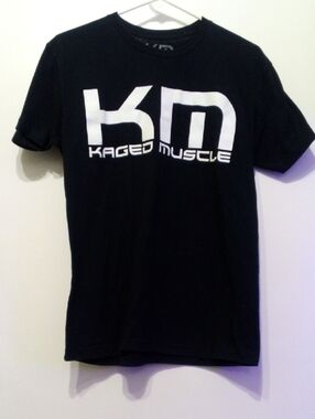 Kaged Muscle Kris Gethin Graphic Tee Black Small KM Logo Gym Shirt